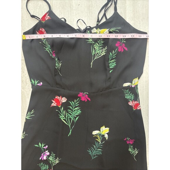 Vince Camuto Black Floral Maxi Dress Crisscross Back Spaghetti Straps Sz 4 - Picture 5 of 9